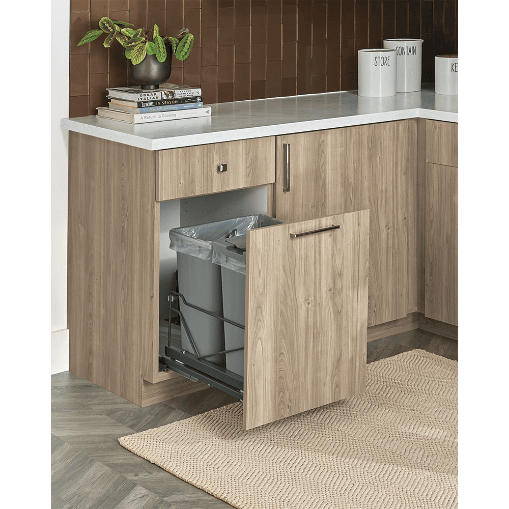 Double 28 QT Bottom-Mount Wastebin Pull-Out Kit with Soft-Open/Soft-Close, Anthracite/Gray Alt 2 - Image