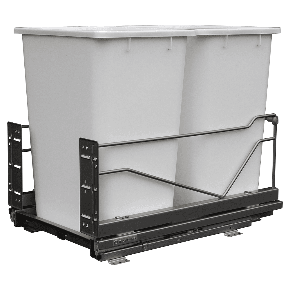 Double 28 QT Bottom-Mount Wastebin Pull-Out Kit with Soft-Open/Soft-Close, Anthracite/Gray Main - Image