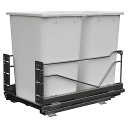 Double 28 QT Bottom-Mount Wastebin Pull-Out Kit with Soft-Open/Soft-Close, Anthracite/Gray Main - Image