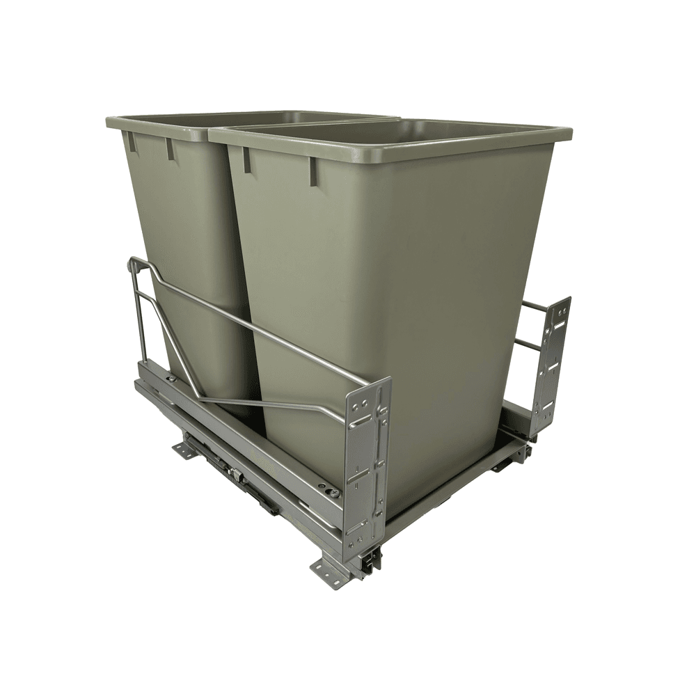 Double 36 QT Bottom-Mount Wastebin Pull-Out Kit with Soft-Open/Soft-Close, Champagne Main - Image