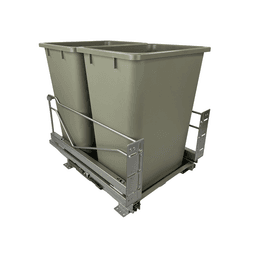 Double 36 QT Bottom-Mount Wastebin Pull-Out Kit with Soft-Open/Soft-Close, Champagne Main - Image