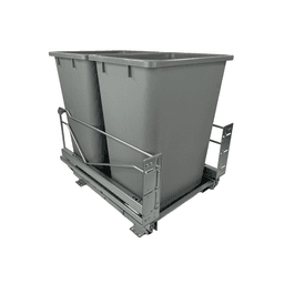 Double 36 QT Bottom-Mount Wastebin Pull-Out Kit with Soft-Open/Soft-Close, Silver/Gray Main - Image