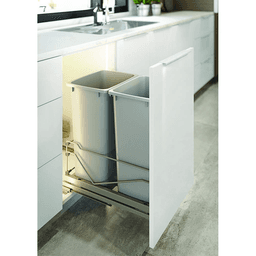 Double 52 QT Bottom-Mount Wastebin Pull-Out Kit with Soft-Open/Soft-Close, Champagne Alt 1 - Image