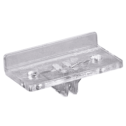 Clear plastic front rest for 1" standards and brackets, holds two shelf fronts