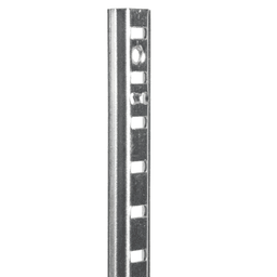 High-strength steel 72" surface-mount pilaster standard with 1/2" vertical adjustability and numbered slots for quick clip insertion. Holds up to 500 lbs. per shelf. BHMA Grade 1 compliant. Bright zin