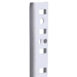 KV255 Heavy-Duty Steel Pilaster Standard - White Finish - Pack of 50 - Side View