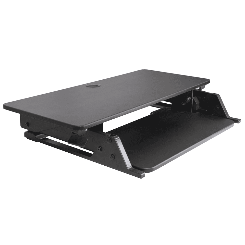 Tilting Keyboard Tray with Clip on Mouse Fence for Cable Management