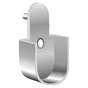 Chrome finish closet rod flange with 32mm end flange and two 5mm pins for easy installation in line-bored panels.