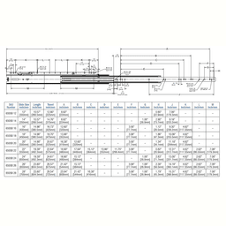 KV6505 Overtravel Drawer Slide - Drilling Pattern