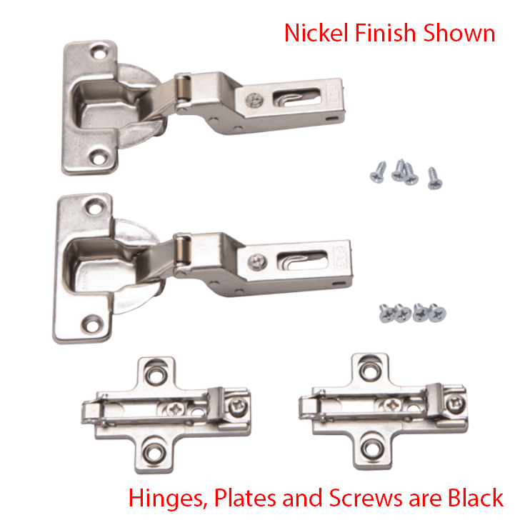 2 Hinges and 2 Baseplates included in Overlay Door Hinge Kit for KV Pocket Door Slides