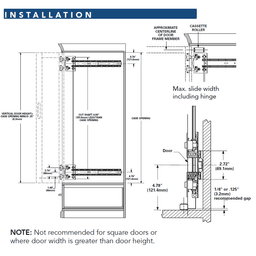 KV8091 4x4 pocket door slide - Self-closing three-way adjustable hinge