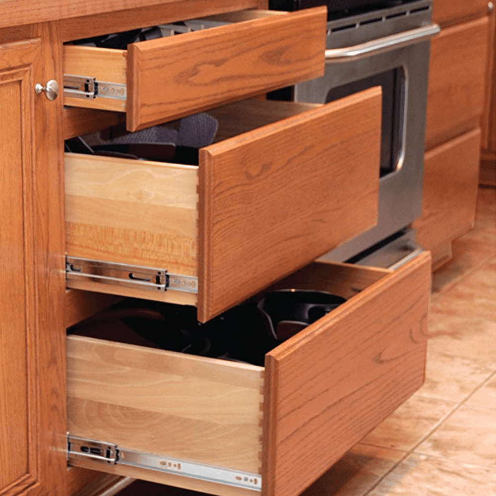 Knape And Vogt 8400 Drawer Slide with 100lb Capacity, Full Extension, Side-Mount, Anochrome, 28" Installation