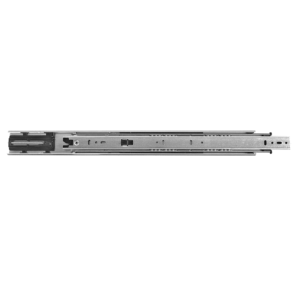 Knape And Vogt 8419 Drawer Slide with 100lb Capacity, Overtravel Extension, Side-Mount, Self-Closing, Anochrome, 20 - Side View