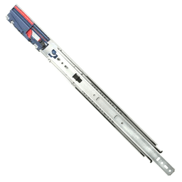 Ball retainer latch and ramps for easy drawer insertion