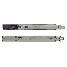 Soft-closing drawer slide with push-in lever disconnect