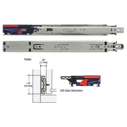 KV8450FM Drawer Slide - Full Extension, Side-Mount, Soft-Closing, Anochrome, 18"