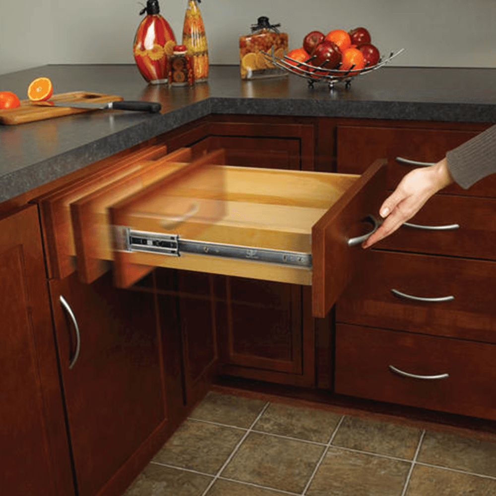 Soft-Closing Drawer Slide with 1" Overtravel Extension, Bulk Box