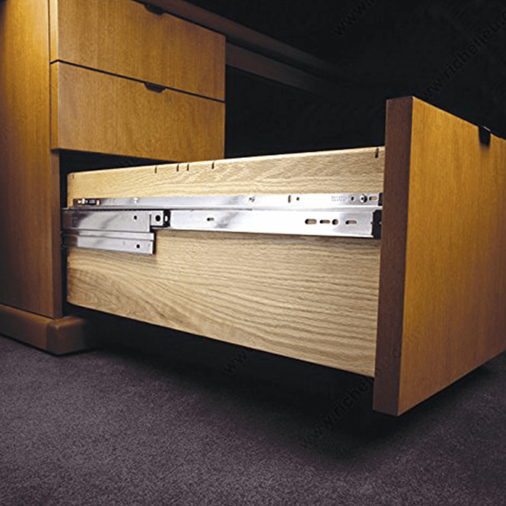 Side-Mounted Knape And Vogt Drawer Slide with 150lb Capacity, Full Extension, Anochrome, 20"