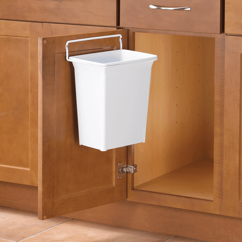 Single 9 QT Door-Mount Waste Bin, White - Alt Image 1
