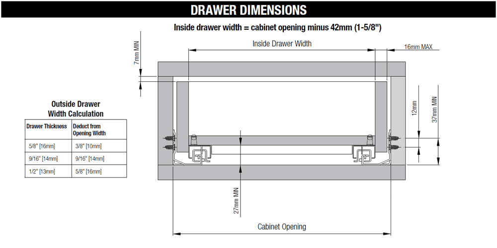 GS2070 undermount drawer slide with full extension for smooth operation