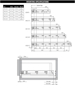 Soft-closing 12-inch drawer slide for 5/8-inch material with 75lb capacity