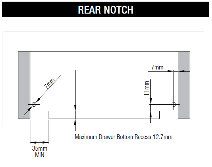 Installation diagram for 9" GS2070 Undermount Drawer Slide for 5/8" Material, 75lb Capacity, Full Extension, Soft-Closing - Knape And Vogt