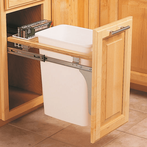 Single 35 QT Top-Mount Waste Container Pullout, White - Alt Image 1