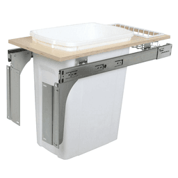 Single 35 QT Top-Mount Waste Container Pullout for 1-1/2" Face Frame, White - Main Image