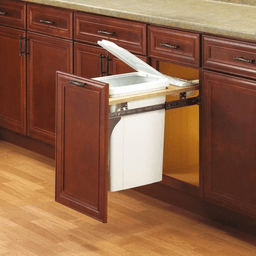 Single 35 QT Top-Mount Waste Container Pullout for 1-1/2" Face Frame, White - Alt Image 1