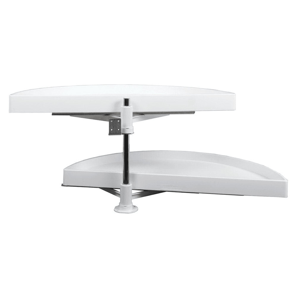 27-7/8" Half-Moon 2 Tray Lazy Susan, White - Main Image