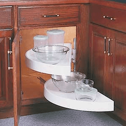28" Half-Moon 2 Tray Lazy Susan, White - Alt Image 1