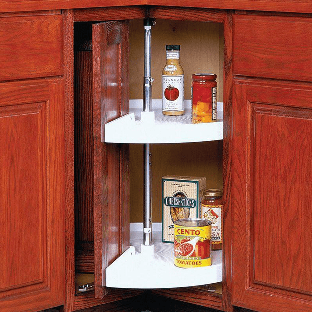 28" Pie-Cut 2 Tray Lazy Susan, White - Alt Image 1