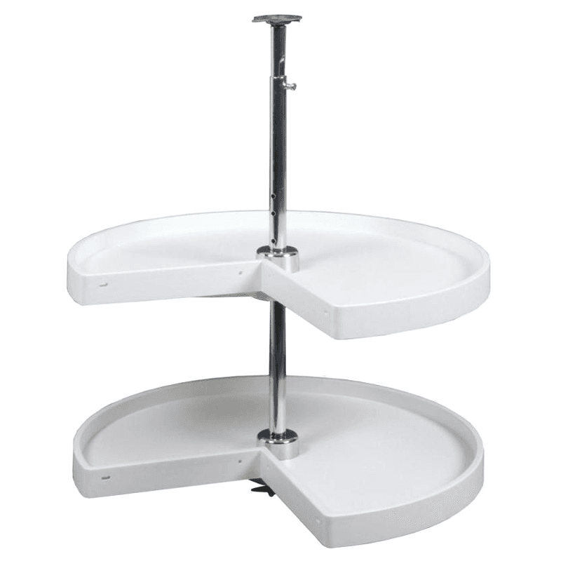 28" Pie-Cut 2 Tray Lazy Susan, White - Main Image