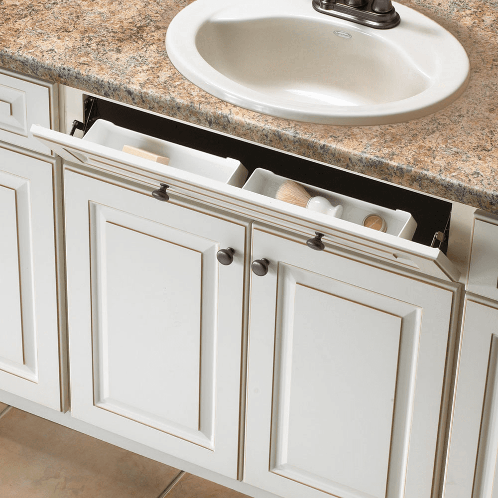 14" White Sink Front Tray and Hinge Kit (2 Trays) - Alt Image 1