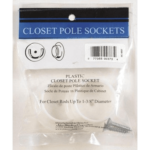 White plastic pole socket for 1-1/4" closet pole from Knape and Vogt