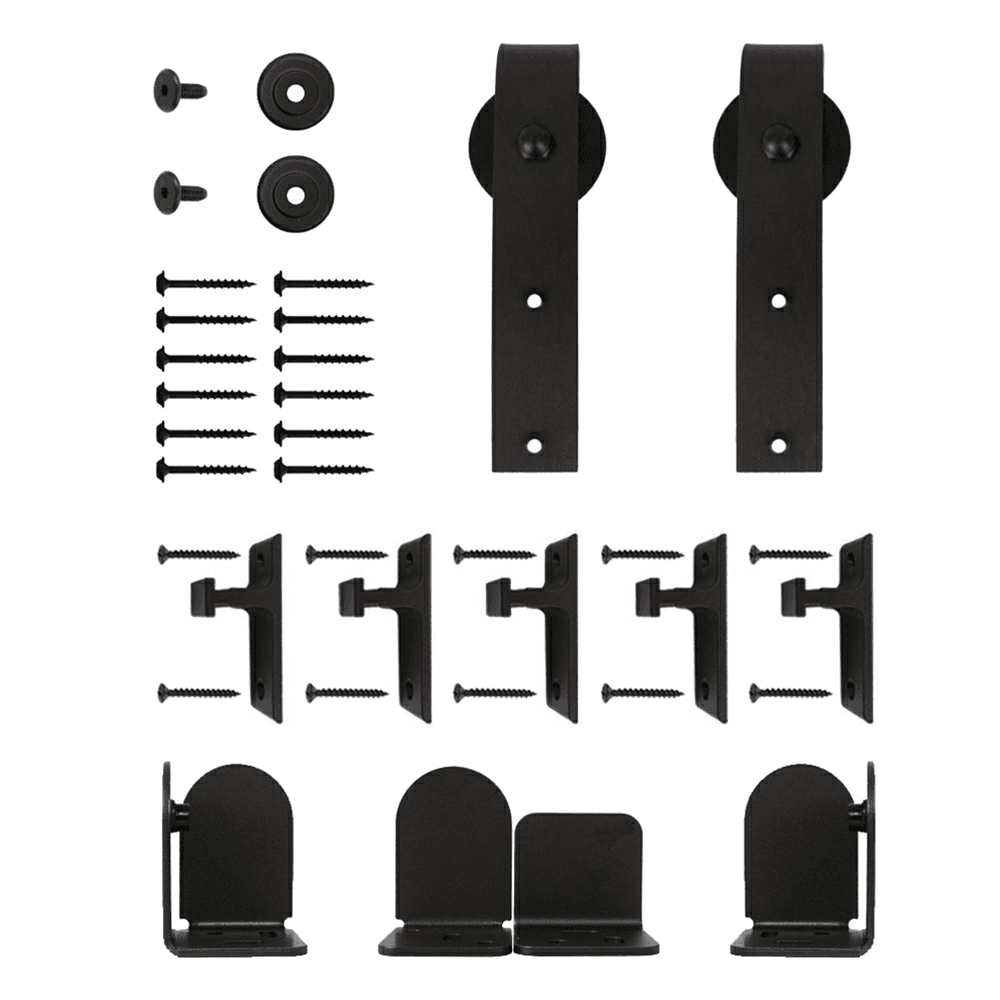 Salzburg Steel Round Track Barn Door Hardware Kit in Oil-Rubbed Bronze Finish
