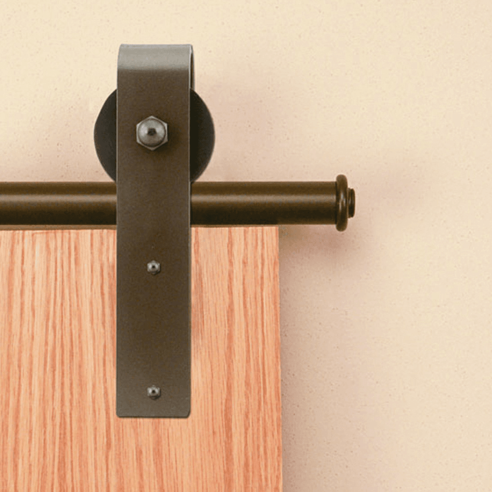 Sliding Barn Door Track Hardware Kit, Salzburg Steel, Black Face Mount - Knape And Vogt