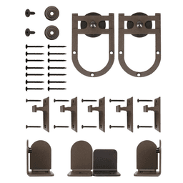 Knape And Vogt's Rustic Steel Barn Door Hardware Kit in Oil-Rubbed Bronze Finish - Face Mount
