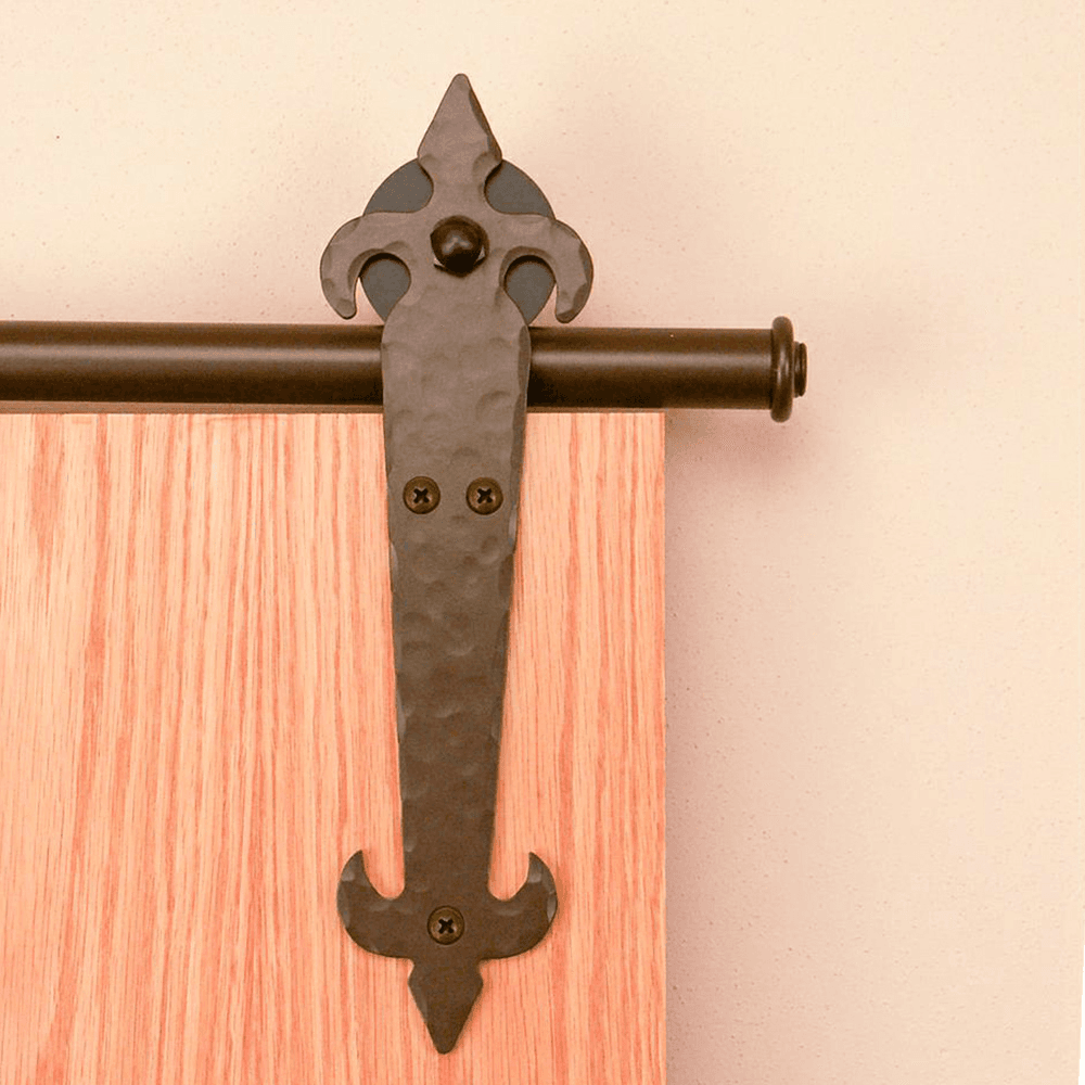 Santiago Steel Round Track Barn Door Hardware Kit in Black Finish