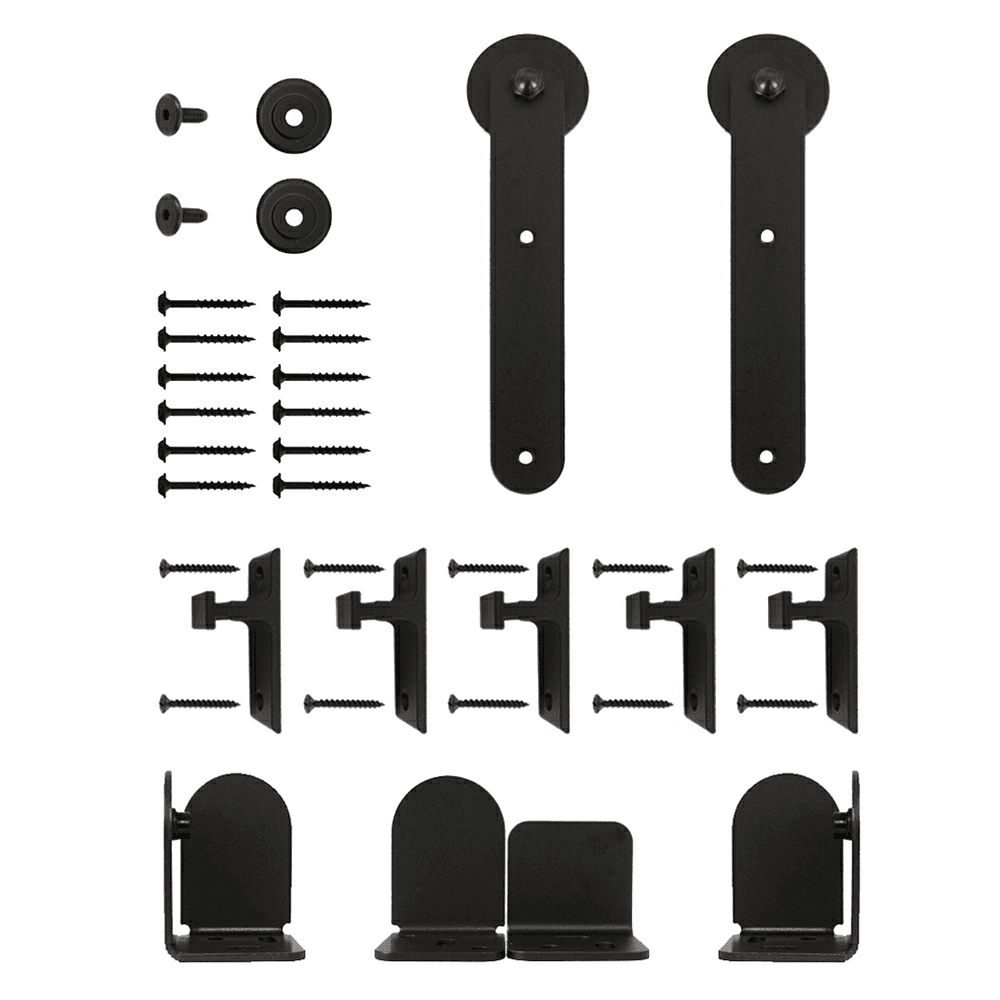 Macau Steel Round Track Barn Door Hardware Kit in Oil-Rubbed Bronze Finish by Knape And Vogt - Front View