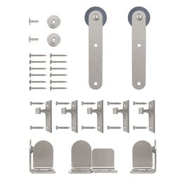 Macau Steel Round Track Barn Door Hardware Kit in Satin Nickel Finish by Knape And Vogt