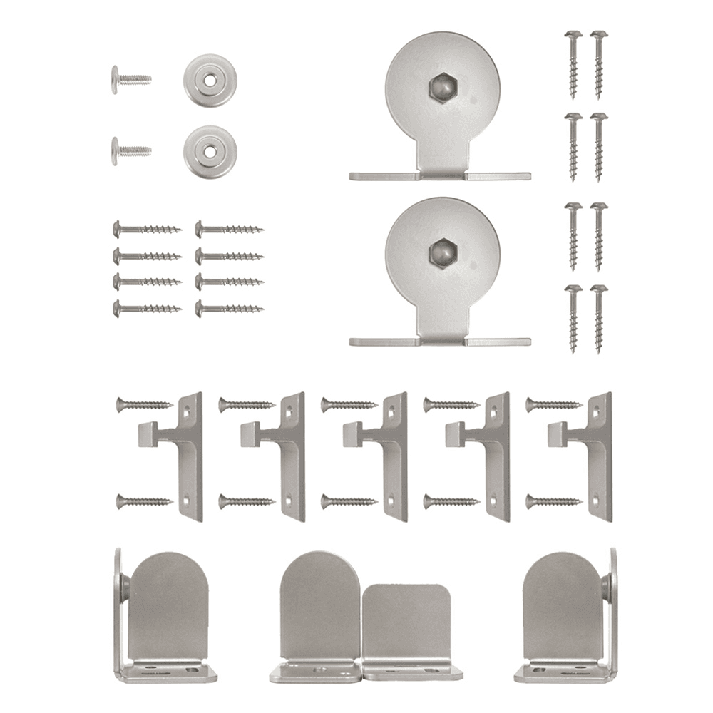 Monte Carlo Steel Round Track Hardware Kit, Satin Nickel Finish - Knape And Vogt - Image 1