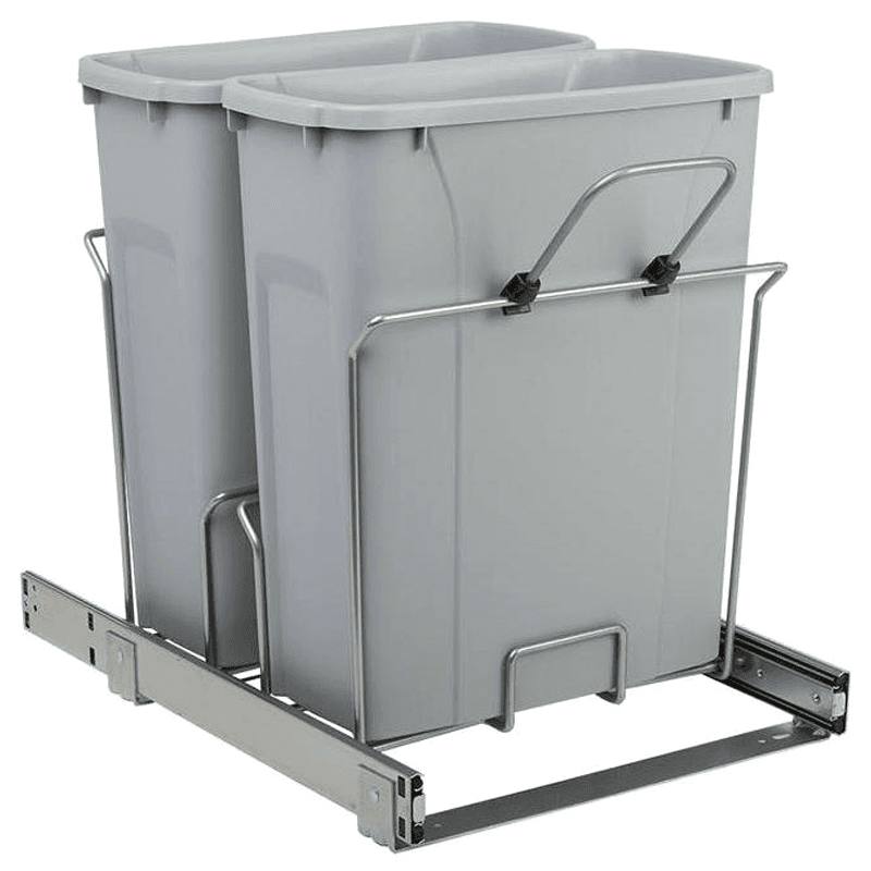 SCB Double 35 QT Bottom-Mount Waste/Recycling unit with Soft-Closing, Platinum - Main Image