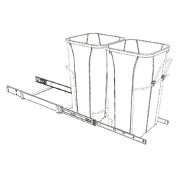Double 35 QT Bottom-Mount Waste Container Pullout with Soft-Closing for 15" Width Cabinet Opening, White - Alt Image 3