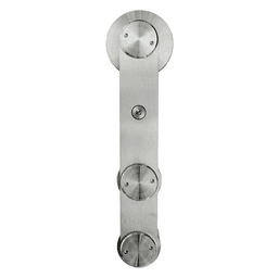 Barn door strap stick carrier kit in stainless steel finish with anti-jump bumpers and ball-bearing carriers