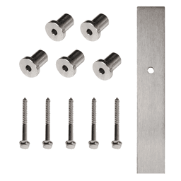 Knape & Vogt 72" stainless steel barn door hardware kit with 5 mounting brackets and flat rail.