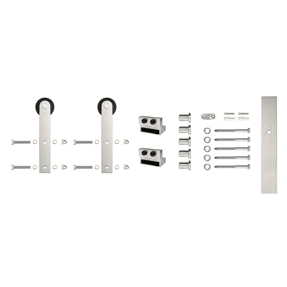 Barn Door Hardware Kit with Anti-Jump Bumpers and Floor Guide