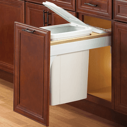 Single 35 QT Top-Mount Waste Container Pullout for 1-1/2" - 1-3/4" Face Frame, White - Alt Image 1