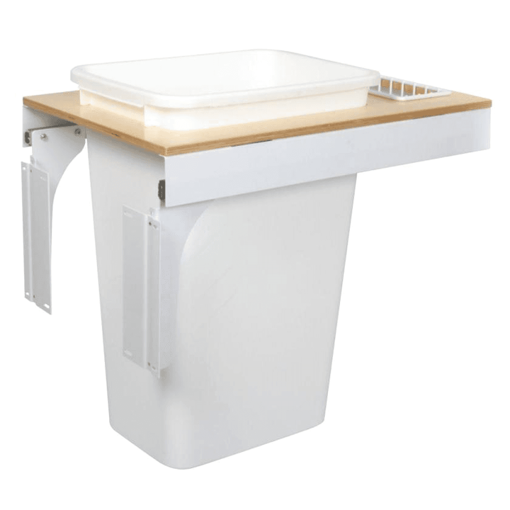 Single 50 QT Top-Mount Waste Container Pullout for 1-1/2" - 1-3/4" Face Frame, White - Main Image