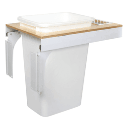 Single 50 QT Top-Mount Waste Container Pullout for 1-1/2" - 1-3/4" Face Frame, White - Main Image